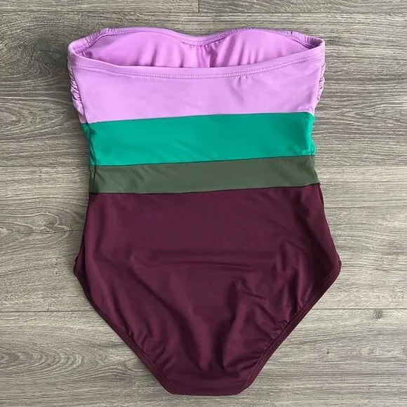 KATE SPADE One Piece Swimsuit XS Strapless Underwire Colorblock Beach Swimwear - Picture 6 of 8